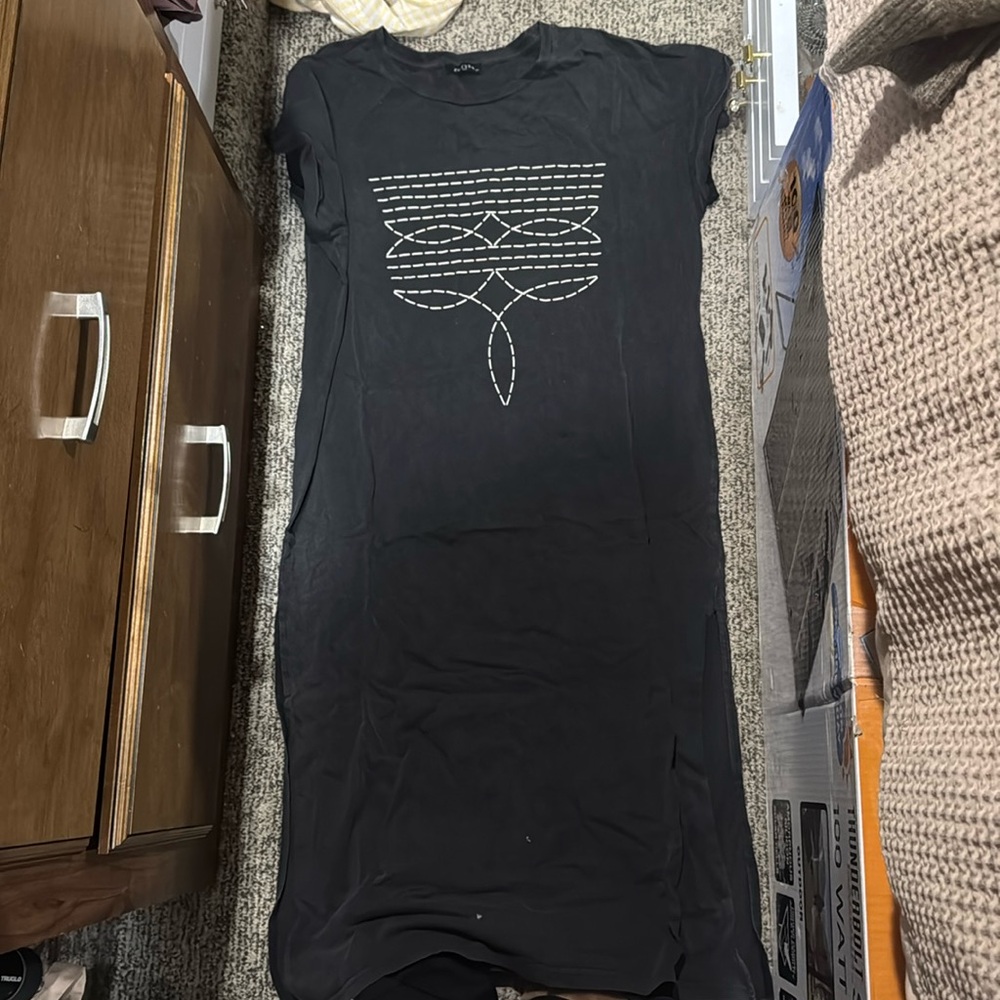 Boot stitch tee shirt dress in charcoal